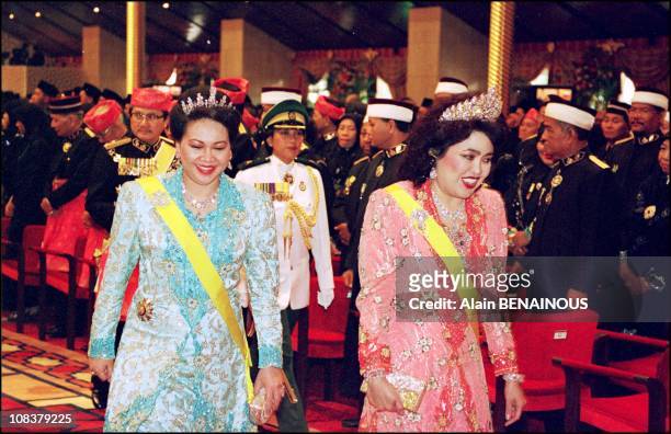 The two queens at the palace : Her majesty Raja Isteri Pengiran Anak Pengiran Saleha and Her Royal highness Pengiran Isteri Pengiran Mariam in Brunei...