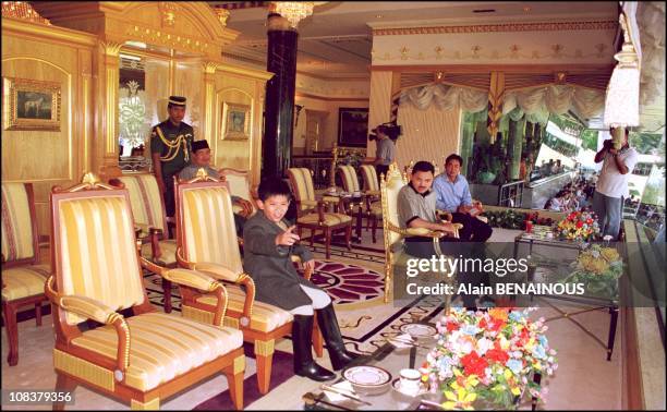 The Prince of Brunei with one of his three brothers, Abdul Malik in Brunei Darussalam on February 01, 2001.