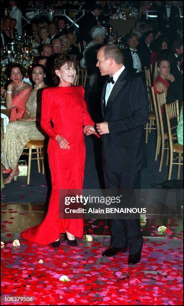 Prince Albert dancing with his cousine Elizabeth Anne De Massy in Monaco on March 24, 2001.