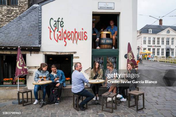 cafe in ghent's old town - belgium beer stock pictures, royalty-free photos & images