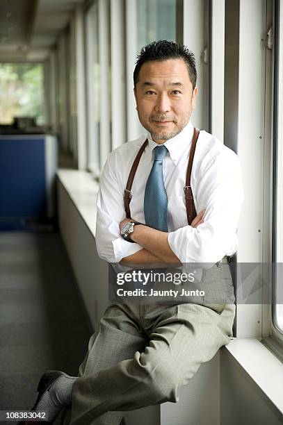 japanese business man portrait in the office - 40代 男性 ストックフォトと画像