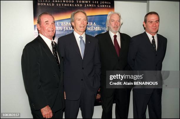 Tommy Lee Jones, Donald Sutherland, Clint Eastwood and James Garner in Paris, France on September 05, 2000.