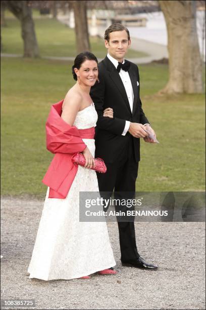 Donas Bergstrom and Emma Pernald, boyfriend of Madeleine and girlfriend of Karl Philip of Sweden in Stockholm, Sweden on April 29, 2006.