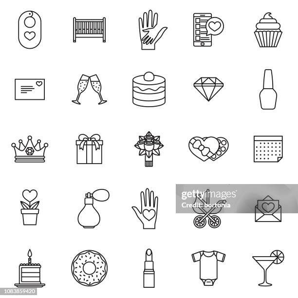 stockillustraties, clipart, cartoons en iconen met moederdag dunne lijn icon set - mothers day