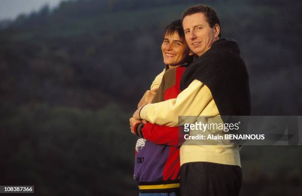 Pierre Botton with wife Anne-Valerie Noir in Lyon, France on January 02, 1992.