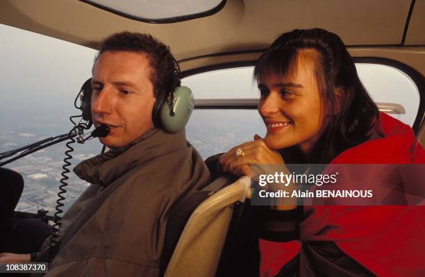 Pierre Botton with wife Anne-Valerie Noir in Lyon, FRANCE on January 02, 1992.