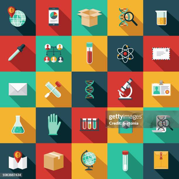 stockillustraties, clipart, cartoons en iconen met genetische testen icon set - pipet