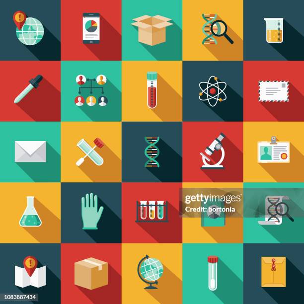 ilustrações de stock, clip art, desenhos animados e ícones de genetic testing icon set - proveta