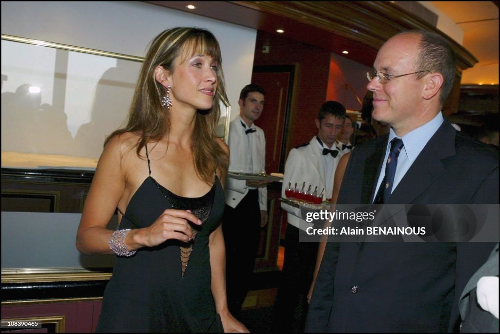 French Actress Sophie Marceau And Prince Albert Of Monaco Attend Formal Evening To Launch The New 'Frisson' Collection From Chaumet In Monaco On August 02, 2003.