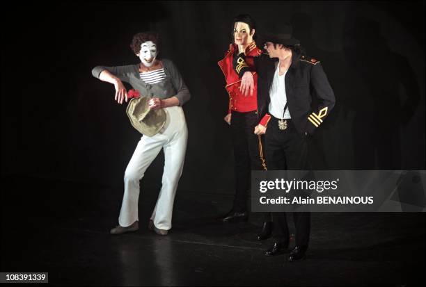 Michael Jackson with mime Marcel Marceau in Paris, France on april 19, 1997.