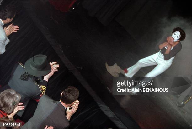 Michael Jackson with mime Marcel Marceau in Paris, France on april 19, 1997.