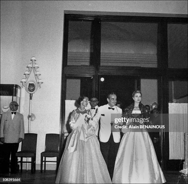 Princess Antoinette, Prince Rainier And Grace Kelly in Monaco in 1956.