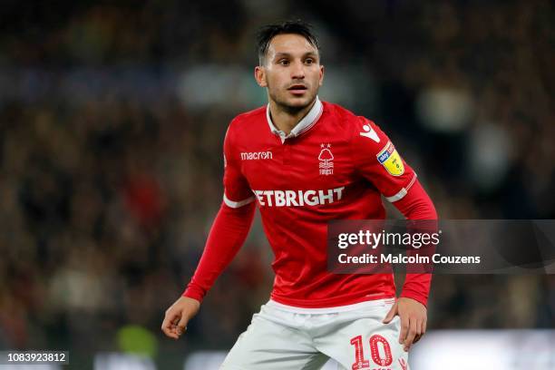 Joao Carvalho of Nottingham Forest looks on at Pride Park Stadium on December 17, 2018 in Derby, England.