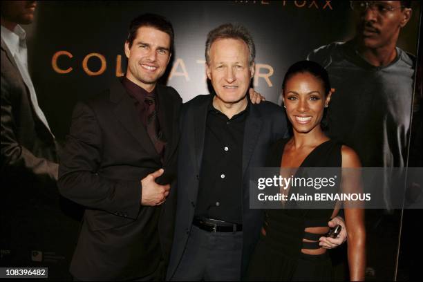 Left to right: Tom Cruise, director Michael Mann, Jada Pinkett Smith in Paris, France on August 30, 2004.