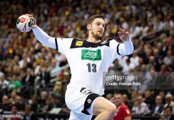 Hendrik Pekeler of DHB during the game between Germany and Serbien at the Mercedes-Benz-Arena on january 17, 2019 in Berlin, Germany.