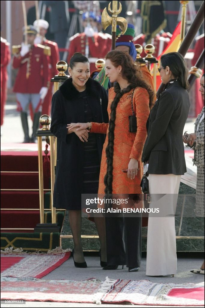 Spanish King Juan Carlos and Queen Sofia on a three-day state visit to Morocco on January 17, 2005.
