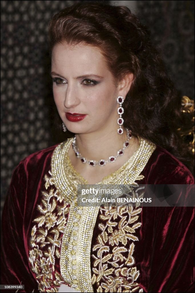 State dinner at the palace for king Juan Carlos and Queen Sofia of Spain in Marrakech, Morocco on January 17, 2005.