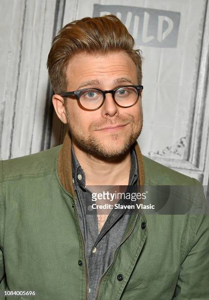Comedian Adam Conover visits Build to discuss comedy series "Adam Ruins Everything" at Build Studio on January 17, 2019 in New York City.