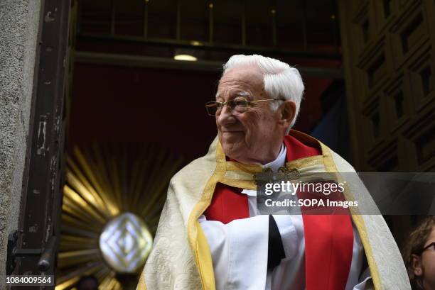 The priest Ángel is seen during Saint Anthony's day in Madrid. During Saint Anthonys day , hundreds of people bring their pets to San Antón church in...