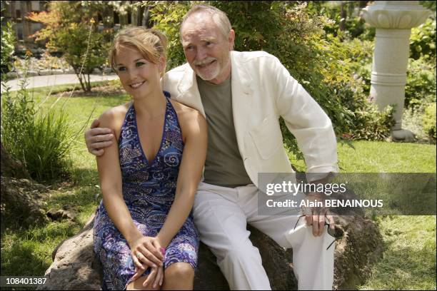 Pierre Vaneck and his small Daughter Aurelie playing in 'plus belle la vie in Monaco on June 26, 2005.