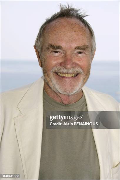 Pierre Vaneck and his small Daughter Aurelie playing in 'plus belle la vie in Monaco on June 26, 2005.