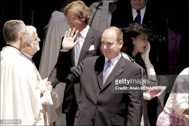 Mass at Monaco Cathedral, the resting place of Prince Rainier and Princess Grace Prince Albert, Princess Caroline Prince Ernst August of Hanover and...