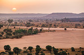 Sunset over the Sahel seen from the sand dunes outside Niamey, the capital of Niger