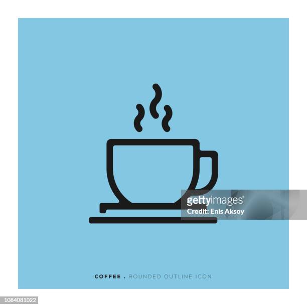 ilustrações de stock, clip art, desenhos animados e ícones de coffee rounded line icon - mesa cafe manha