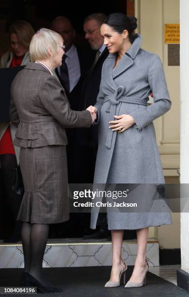 Meghan, Duchess of Sussex visits the Royal Variety Charity's at Brinsworth House on December 18, 2018 in Twickenham, England. The visit follows The...