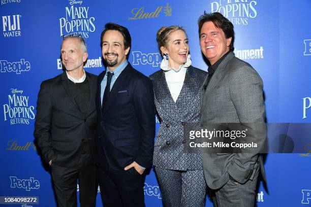 John Deluca, Lin-Manuel Miranda, Emily Blunt, and Rob Marshall attend the "Mary Poppins Returns" New York screening hosted by The Cinema Society at...