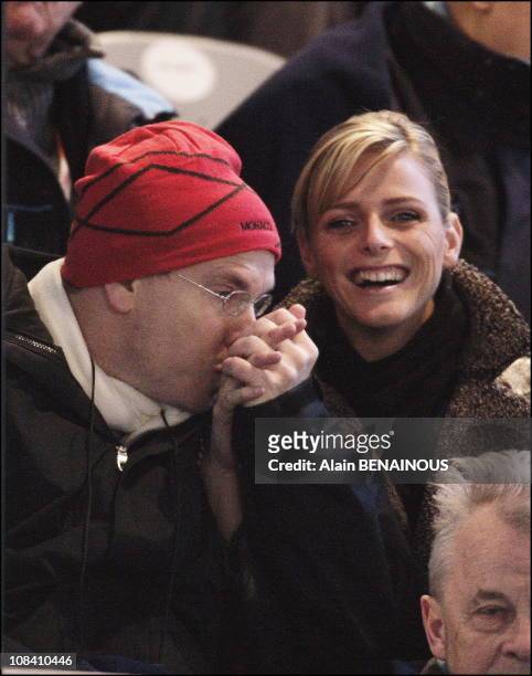 Prince Albert of Monaco with his new girlfriend Charlene Wittstock at the Opening ceremony of the 2006 Winter Olympics in Turin, Italy on February...