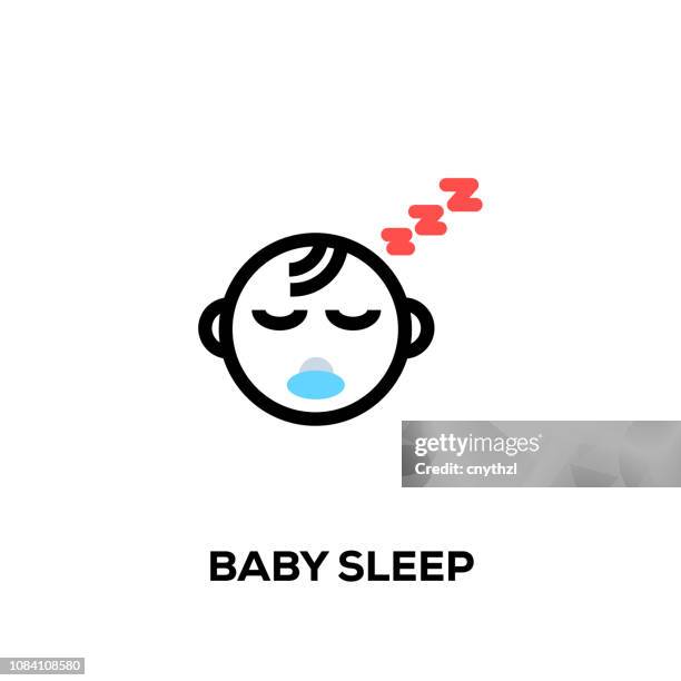 flat line design style modern vector baby sleep icon - baby logo stock illustrations