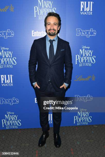 Actor/playwright Lin-Manuel Miranda attends the "Mary Poppins Returns" hosted by The Cinema Society at SVA Theater on December 17, 2018 in New York...