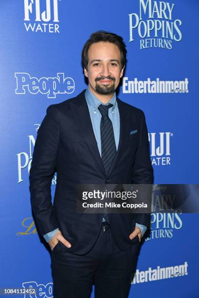 Actor/playwright Lin-Manuel Miranda attends the "Mary Poppins Returns" hosted by The Cinema Society at SVA Theater on December 17, 2018 in New York...