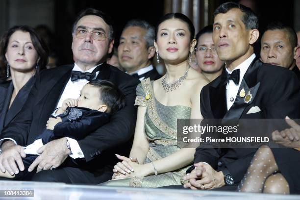 Crown Prince Maha Vajiralongkorn his wife, Mr Alain Hivelin in Paris, France on September 29, 2007.