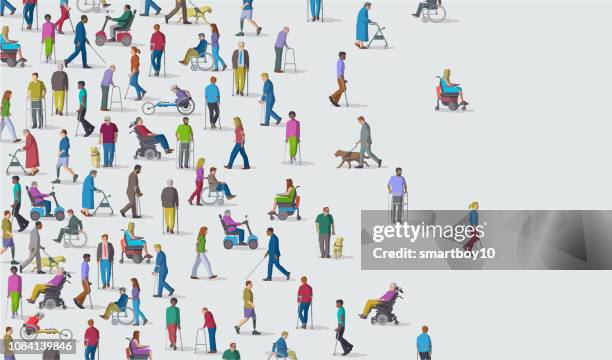 group of people with disabilities - paraplegic stock illustrations