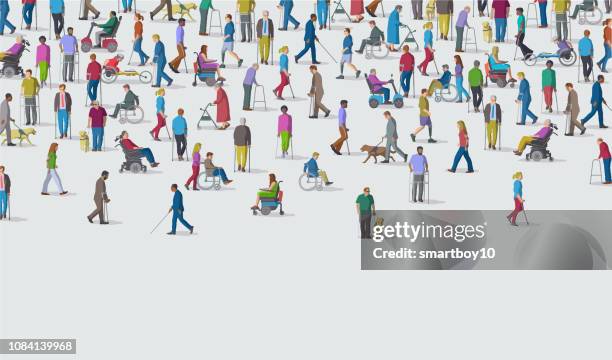 group of people with disabilities - physically disabled stock illustrations