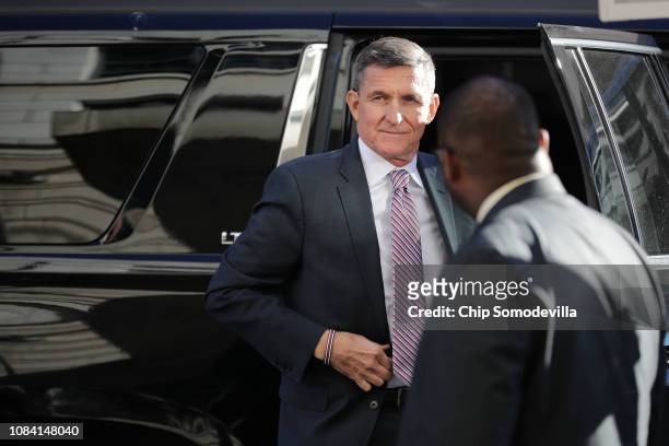 Former White House National Security Advisor Michael Flynn arrives at the Prettyman Federal Courthouse before being sentenced in U.S. District Court...