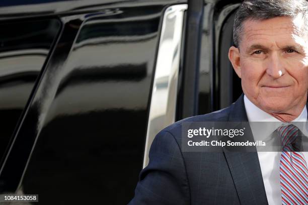 Former White House National Security Advisor Michael Flynn arrives at the Prettyman Federal Courthouse before being sentenced in U.S. District Court...