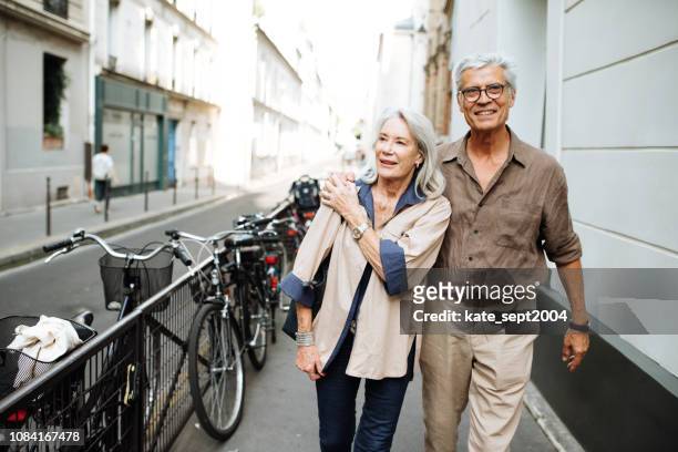 Retirement and  couple in a trip to Paris