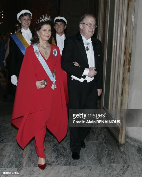 The Nobel prize winners and the Royal Family: Queen Silvia, Princess Madeleine, King Carl XVI Gustaf, Prince Carl Philip and Crown Princess Victoria...
