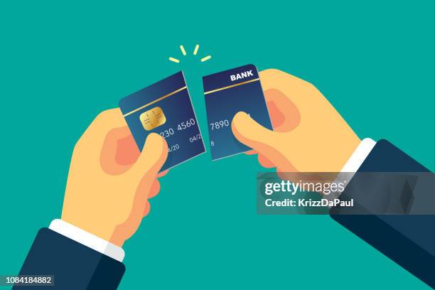 break a credit card - debt free stock illustrations