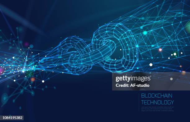 abstrakte blockchain netzwerk-hintergrund - molekül stock-grafiken, -clipart, -cartoons und -symbole