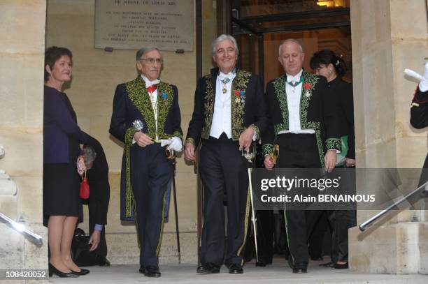 French songwriter Jean-Loup Dabadie, has 70 poses with his Academic garb and sword in Paris on March 12th prior to his admission as a new member of...