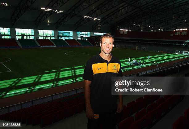 Lucas Neill of the Australian Socceroos visits the ASPIRE Academy for Sports Excellence on January 27, 2011 in Doha, Qatar.