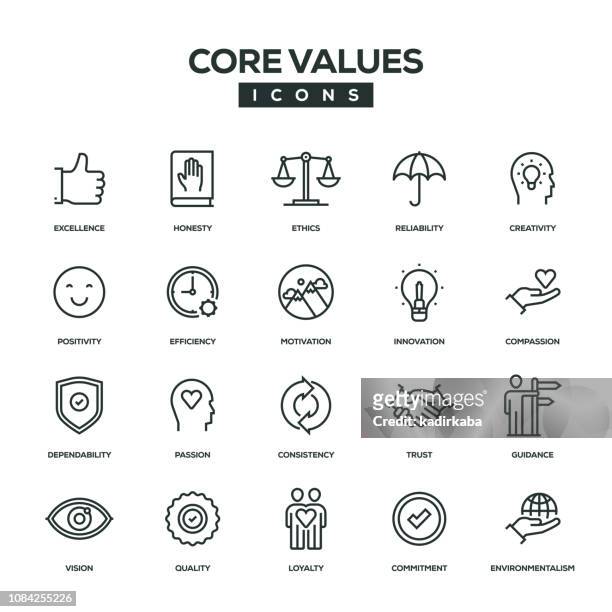 core values line icon set - honesty stock illustrations
