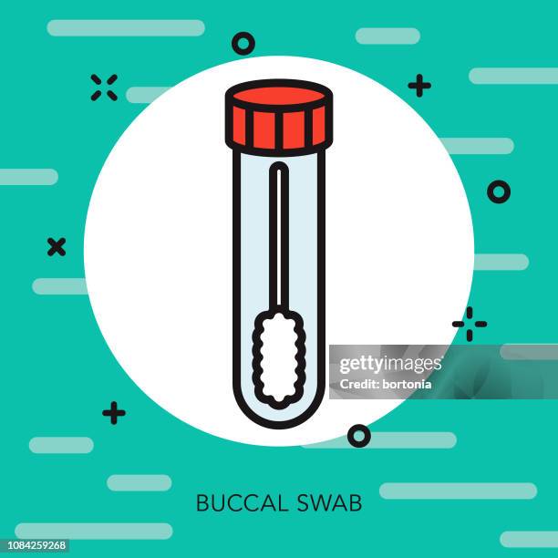 stockillustraties, clipart, cartoons en iconen met buccale swab dunne lijn genetische testen pictogram - gene wang