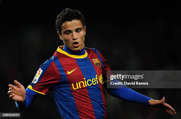 Ibrahim Afellay of Barcelona looks on during the Copa del Rey Semi Final First Leg match between Barcelona and Almeria at Camp Nou on January 26,...