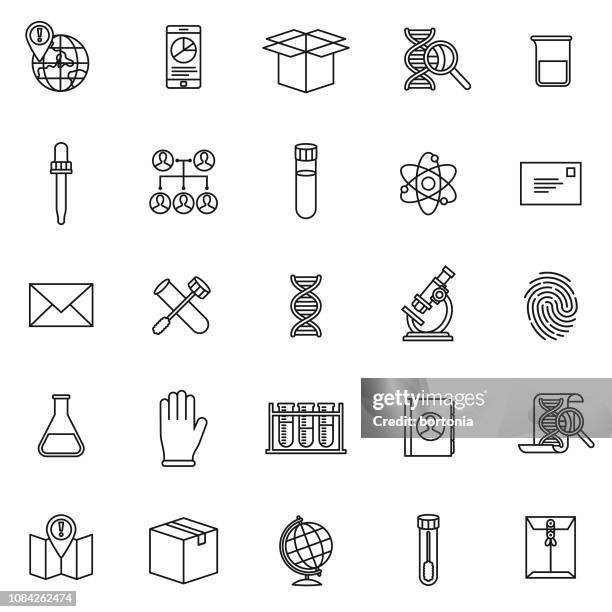 stockillustraties, clipart, cartoons en iconen met genetische dna-tests icon set - scheikunde
