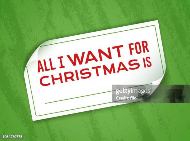 all i want for christmas note - paper corner stock illustrations